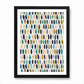 Pills Blue Ocre White Bg Art Print