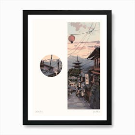 Osaka Japan 3 Cut Out Travel Poster Art Print