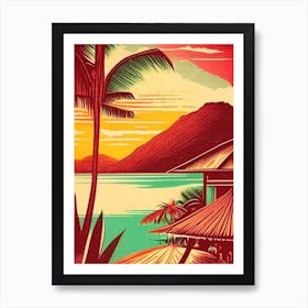 Canggu Indonesia Vintage Sketch Tropical Destination Art Print