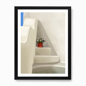 A Happy Nook Santorini Art Print