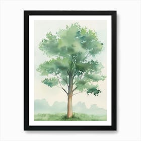 Acacia Tree Atmospheric Watercolour Painting 4 Art Print