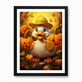 Pumpkin Cartoon Duckling 1 Art Print