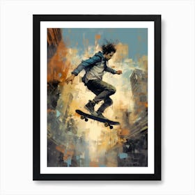 Skateboarding In Stockholm, Sweden Drawing 1 Art Print