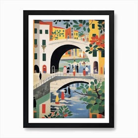 Ponte Santa Trinita, Florence Italy Colourful 4 Art Print
