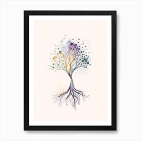 Family Tree Symbol Minimal Watercolour Affiche