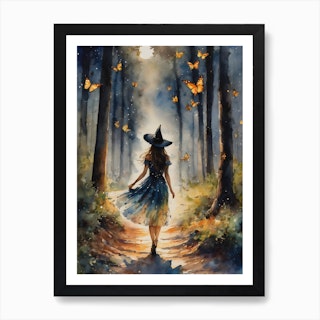 Watercolor Fairytale Forest Adventure Book Digital Art Print