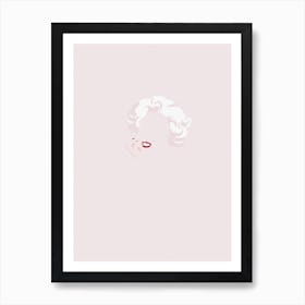 Blush Monroe, minimalistic Marilyn Monroe portrait, art print, red lipstick, red nails  Art Print