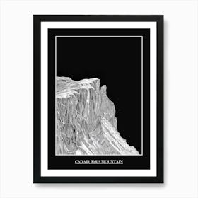 Cadair Idris Mountain Line Drawing 3 Poster Art Print