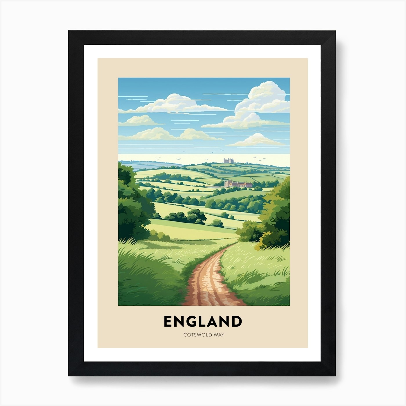 Póster arte de pared enmarcado Hiki vintage de Cotswold Way England 2 lienzo impresión cuadro - Imagen 2 de 4
