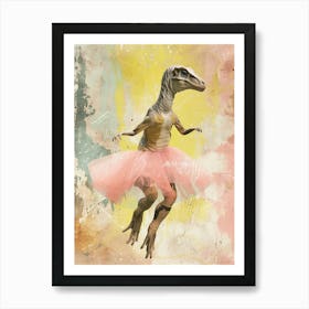 Dinosaur Dancing In A Tutu Pastels 2 Art Print