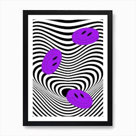 Abstract Black and White Smiley Face Art Print