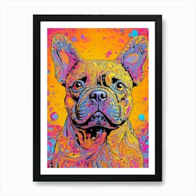 Colourful French Bulldog Portrait Art Print