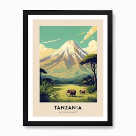 Mount Kilimanjaro Tanzania 1 Vintage Hiking Travel Poster Art Print