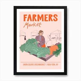 NYC Union Square Farmers Market Vintage Poster Art Print