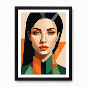 Geometric Woman Portrait Pop Art (17) Art Print