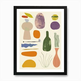 Collection Of Objects In Abstract Style 14 Art Print