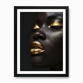 Black Woman With Gold Makeup 2 Art Print