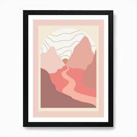 Sunrise Over The Mountains Boho Earth Colors Illustration Art Print