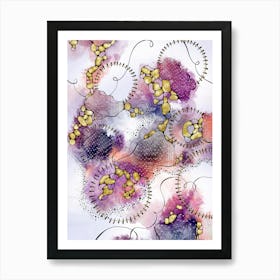 Purple And Gold Swirls on Watercolor Background Art Print