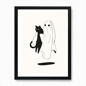 Ghost & Cat Halloween Poster Art Print