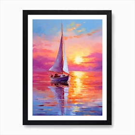 Sailboat At Sunset 10 Art Print