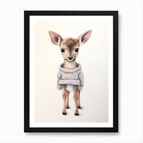 Baby Animal Watercolour Deer 1 Art Print