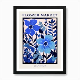 Blue Flower Market Poster Delphinium 4 Art Print