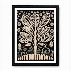 B&W Plant Illustration Zz Plant 15 Art Print