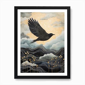 Blackbird 2 Gold Detail Painting Art Print