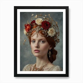 Portrait of a girl wearing a crown on her head 2 Art Print