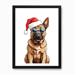 Christmas Belgian Malinois Dog Art Print