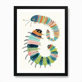 Colourful Insect Illustration Catepillar 1 Art Print