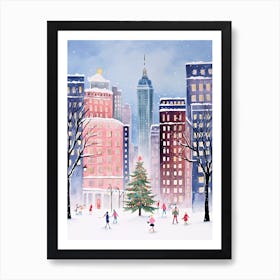 New York City Travel Christmas Painting Art Print