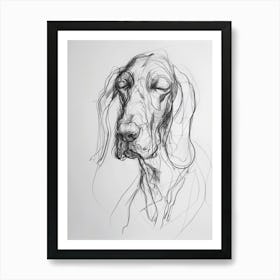 Bloodhound Dog Charcoal Line 3 Art Print