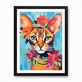 Abyssinian Cat With A Flower Crown Painting Matisse Style 4 Art Print