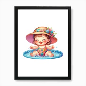 Little Girl In The Pool 1 Art Print