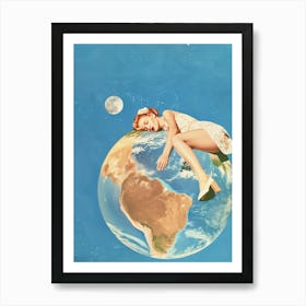 Girl Sleeping On The Earth Art Print