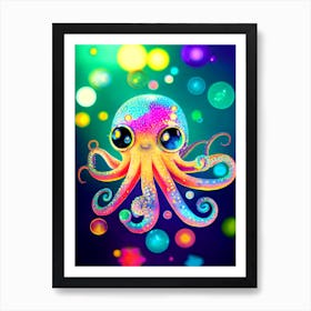 Neon Octopus Art Print