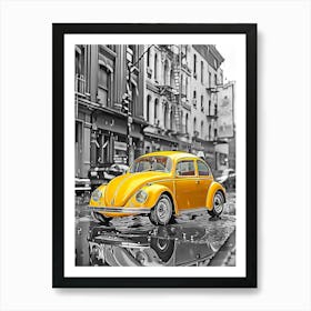 Yellow Volkswagen Beetle Art Print