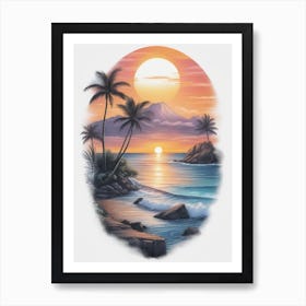 Sunset At The Beach 12 Art Print