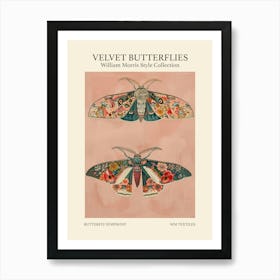 Velvet Butterflies Collection Butterfly Symphony William Morris Style 9 Art Print