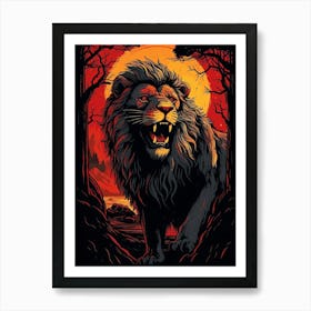 Lion In The Forest Art Print