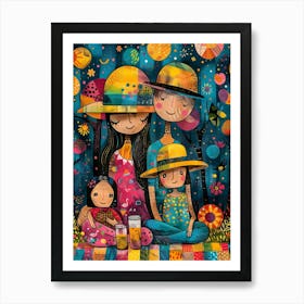 Family At The Park, Vibrant, Bold Colors, Pop Art Art Print