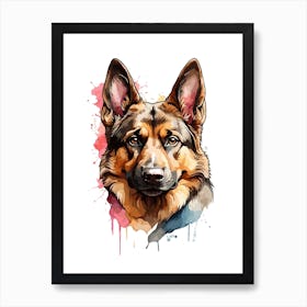 German Shepherd Face Art Print