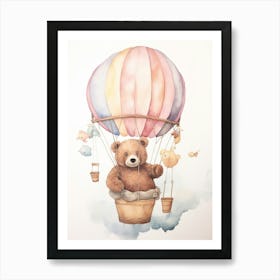 Baby Bear 2 In A Hot Air Balloon Art Print