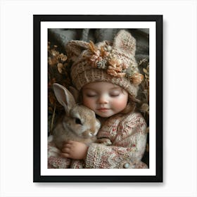 Little Girl With A Bunny 1 Art Print