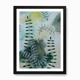 Green Ferns Watercolour Art Print