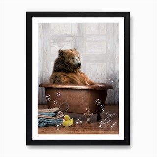 Bear In A Bathtub Art Print