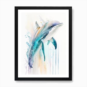 Striped Dolphin Storybook Watercolour  (1) Art Print