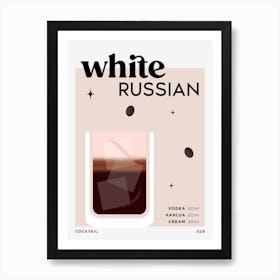 White Russian in Beige Cocktail Recipe Art Print